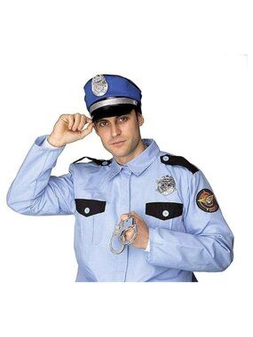 Fun World Police Man 3pc Men Costume Accessory Set Blue Black Silver One-Size